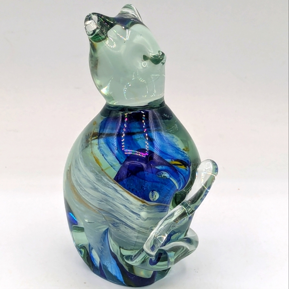 Kerry Crafted Irish Art Glass Cat Figurine Paperweight